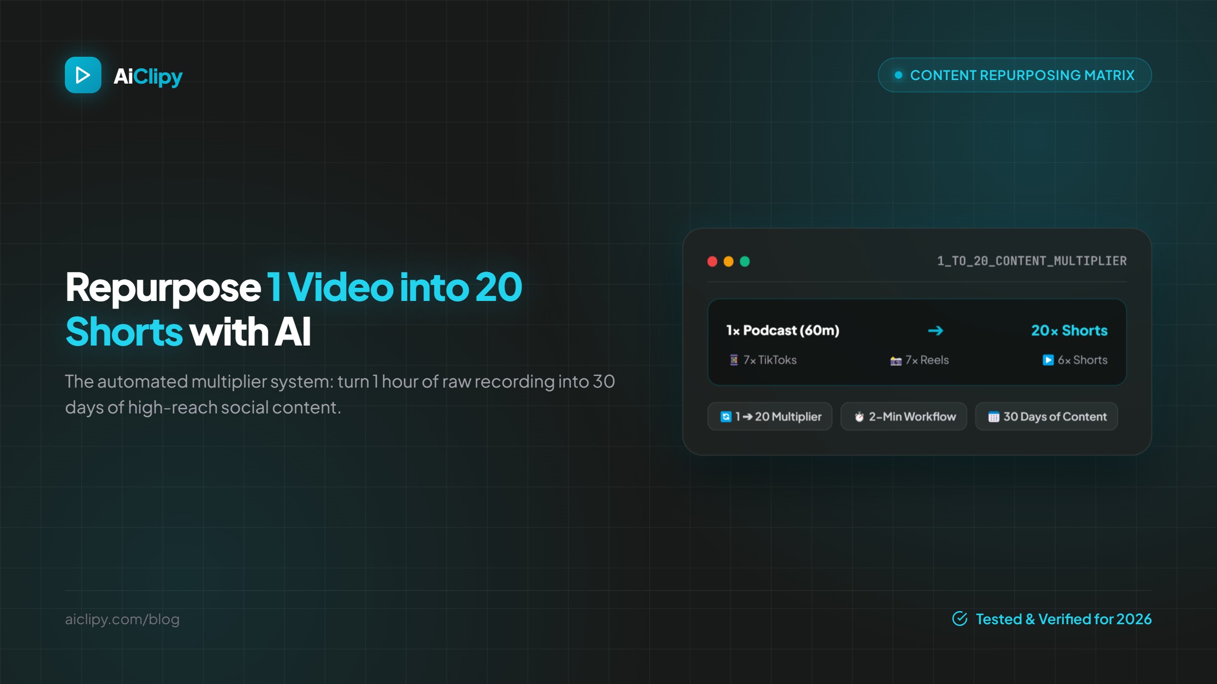 How to Repurpose 1 Long Video into 20 Viral TikToks, Reels & Shorts with AI